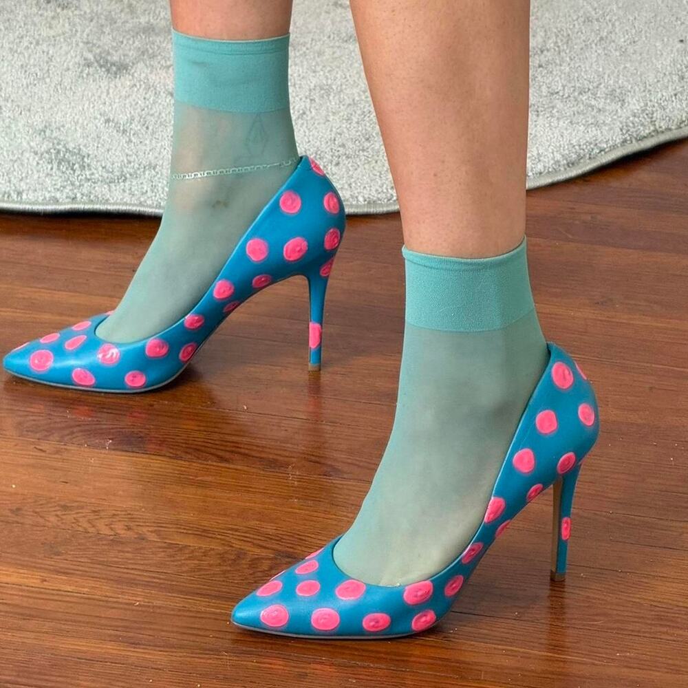 Y2K polka dot stiletto heels